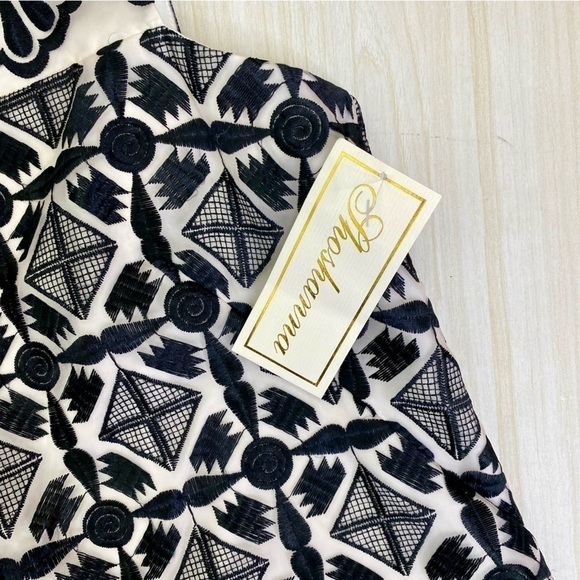 Shoshanna Black Cream Geometric print shift dress size 6 - Picture 11 of 16